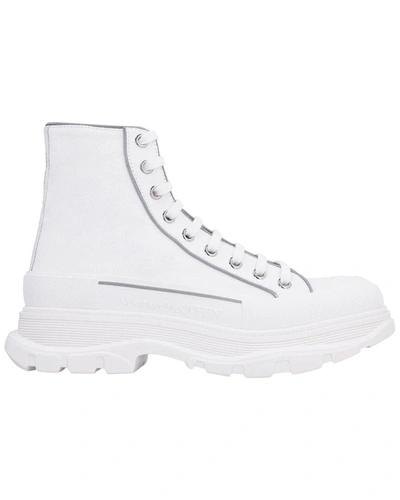 Shop Alexander Mcqueen Tread High Canvas Sneaker In White