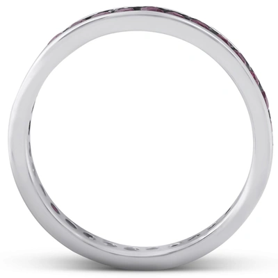Pompeii3 1 1/10ct Ruby Channel Set Eternity Wedding Ring 14k White Gold In Red
