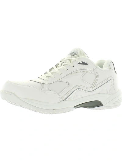 Shop Adtec Uniform Mens Leather Memory Foam Work And Safety Shoes In White