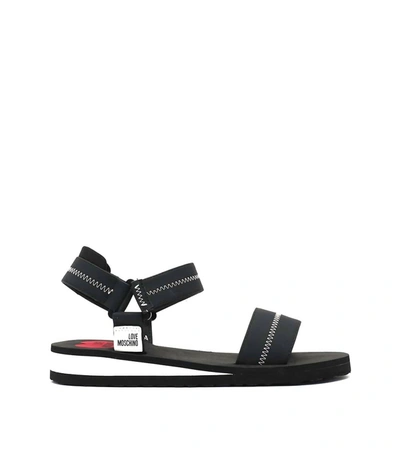 Shop Love Moschino Women's Zig Zag Motive Sandals In Black