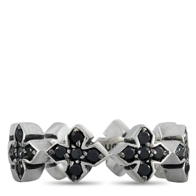 King Baby Silver And Black Cubic Zirconia Mb Cross Ring In Multi