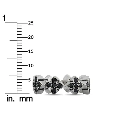 King Baby Silver And Black Cubic Zirconia Mb Cross Ring In Multi