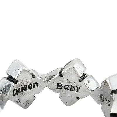 King Baby Silver And Black Cubic Zirconia Mb Cross Ring In Multi