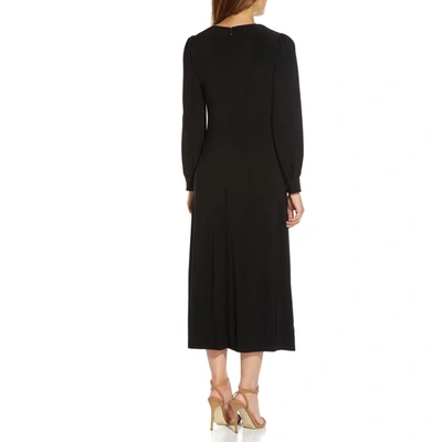 Shop Adrianna Papell Womens V-neck Calf Midi Dress In Black