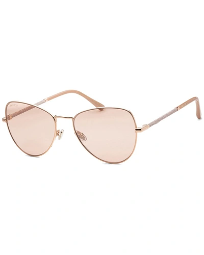Shop Jimmy Choo Women's Caros 56mm Sunglasses In Gold