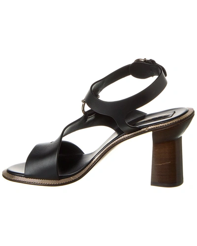 Shop Ferragamo Mapi Leather Sandal In Black