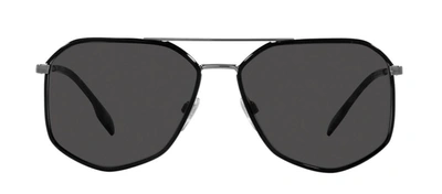 Shop Burberry Ozwald 0be3139 114487 Geometric Sunglasses In Grey