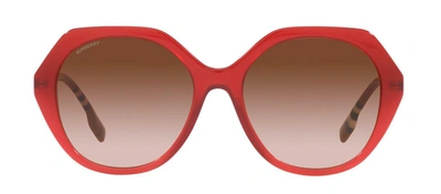 Shop Burberry Vanessa 0be4375 401813 Geometric Sunglasses In Brown