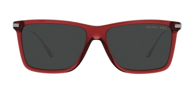 Shop Prada Pr 01zs 11g08g Square Polarized Sunglasses In Grey