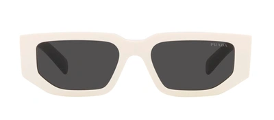 Shop Prada Pr 09zs 1425s0 Rectangle Sunglasses In Grey