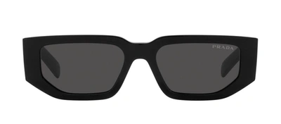 Shop Prada Pr 09zs 1ab5s0 Rectangle Sunglasses In Grey