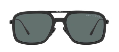 Shop Prada Pr 57zs 1bo5z1 Navigator Polarized Sunglasses In Grey
