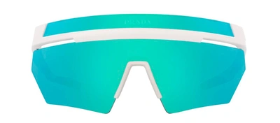 Shop Prada Ps 01ys Aai08r Shield Sunglasses In Blue