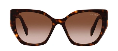 Shop Prada Pr 19zs 2au6s1 Geometric Sunglasses In Brown