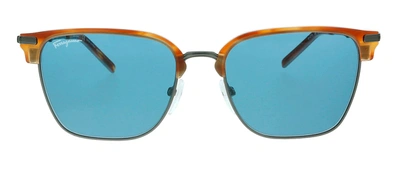 Shop Ferragamo Sf227s 086 Clubmaster Sunglasses In Blue