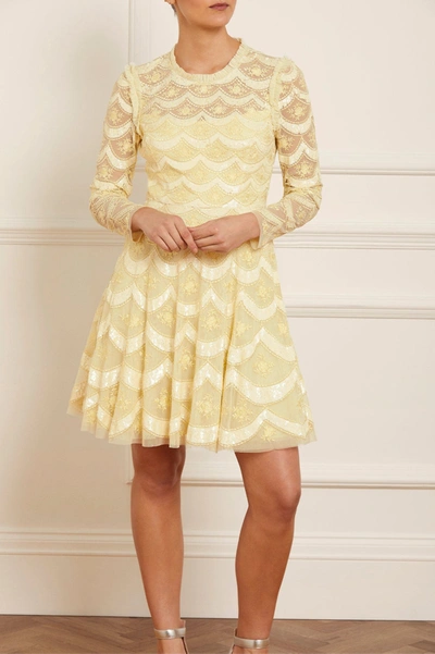 Shop Needle & Thread Fifi Long Sleeve Mini Dress In Yellow