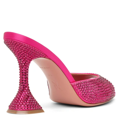 Shop Amina Muaddi Caroline 95 Pink Crystal Mules