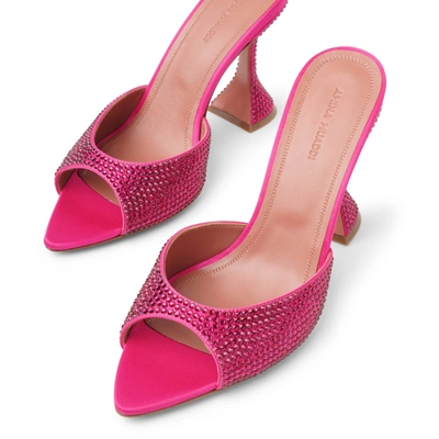 Shop Amina Muaddi Caroline 95 Pink Crystal Mules