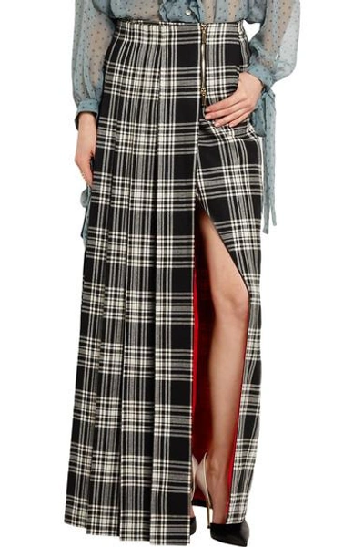 Shop Ronald Van Der Kemp Checked Wool Maxi Skirt
