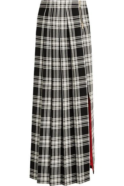 Shop Ronald Van Der Kemp Checked Wool Maxi Skirt