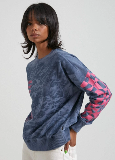 Shop Afends Hemp Slouchy Crew In Colour-blue