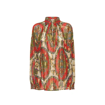 Shop Etro Silk Printed Shirt In Orange