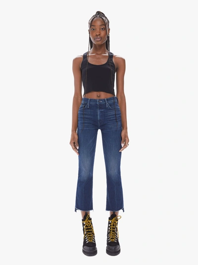 Shop Mother The Insider Crop Step Fray Good For You Jeans In Blue