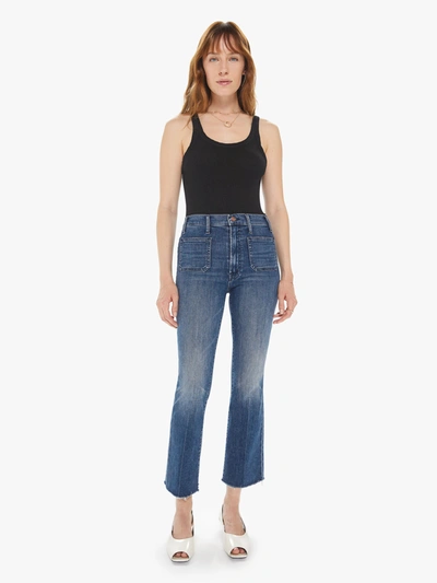 Shop Mother The Hustler Patch Pocket Ankle Fray Out For The Evening Jeans In Blue