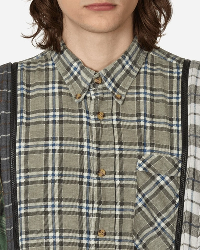 Shop Needles 7 Cuts Zipped Wide Flannel Shirt In Multicolor