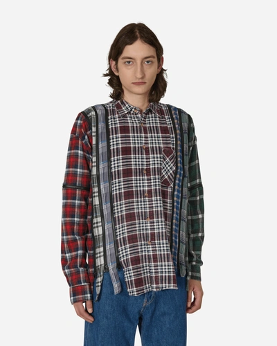 Shop Needles 7 Cuts Zipped Wide Flannel Shirt In Multicolor