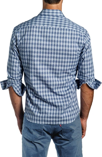Shop Jared Lang Trim Fit Check Cotton Dress Shirt In Blue