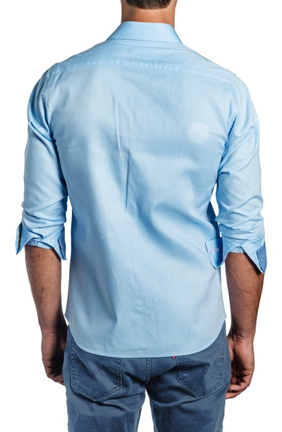 Shop Jared Lang Trim Fit Solid Cotton Dress Shirt In Blue