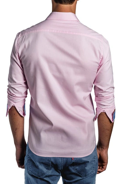 Shop Jared Lang Trim Fit Long Sleeve Button-up Cotton Shirt In Pink
