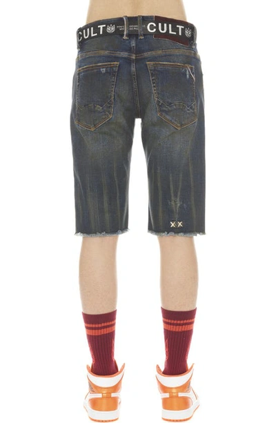 Shop Cult Of Individuality Rocker Belted Slim Fit Stretch Denim Shorts In Tidal