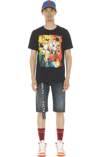 Cult Of Individuality Rocker Belted Slim Fit Stretch Denim Shorts In Tidal