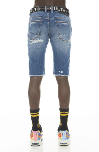 Shop Cult Of Individuality Rocker Belted Denim Shorts In Razor