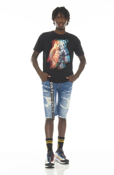 Cult Of Individuality Rocker Belted Denim Shorts In Razor
