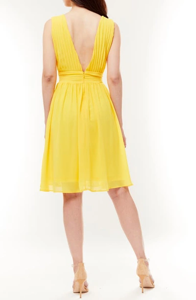 Shop Love By Design Melissa Plunge Neck Chiffon Fit & Flare Dress In Sun Yellow