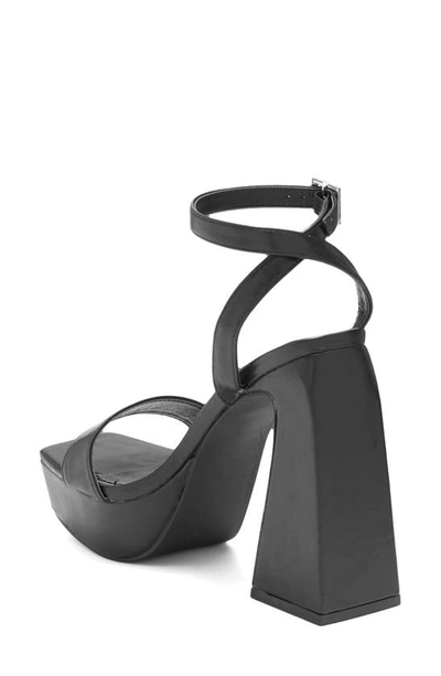 Chase & Chloe Rayla Ankle Strap Platform Sandal In Black Pu