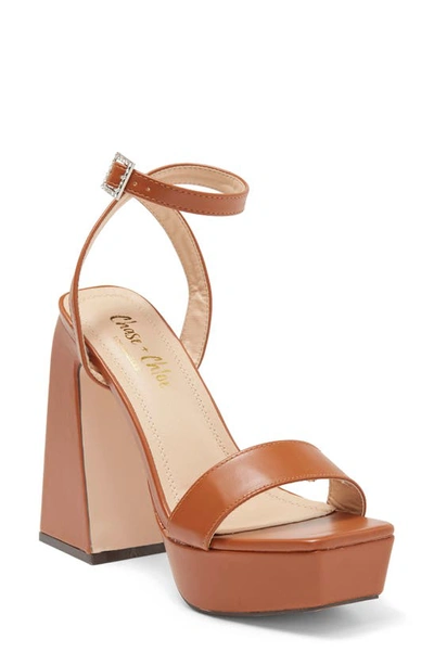 Chase & Chloe Rayla Ankle Strap Platform Sandal In Tan Pu