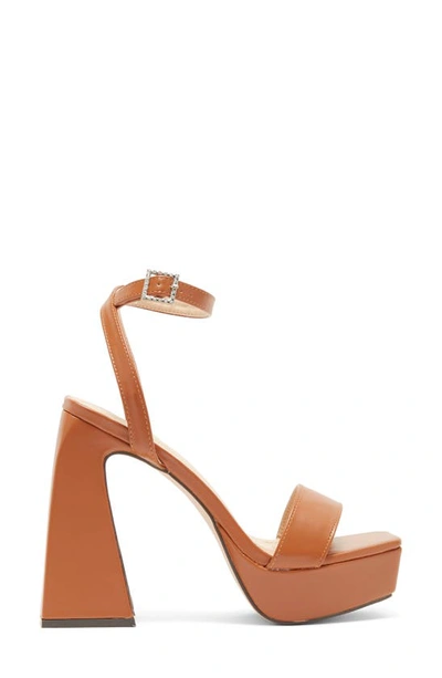 Chase & Chloe Rayla Ankle Strap Platform Sandal In Tan Pu