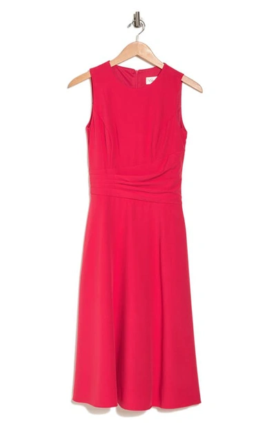 Shop Eliza J Sleeveless Faux-wrap Fit And Flare Midi Dress In Red
