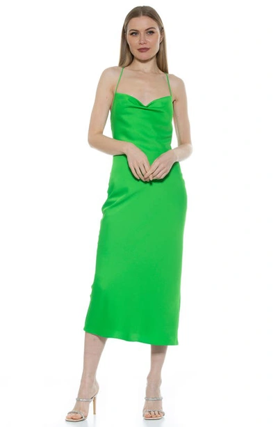 Shop Alexia Admor Dionee Draped Cowl Neck Midi Dress In Bright Green