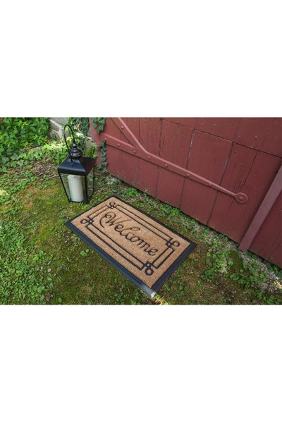 Shop Entryways Welcome With Border Recycled Rubber & Coir Doormat In Natural Coir / Black