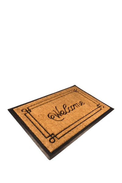 Shop Entryways Welcome With Border Recycled Rubber & Coir Doormat In Natural Coir / Black