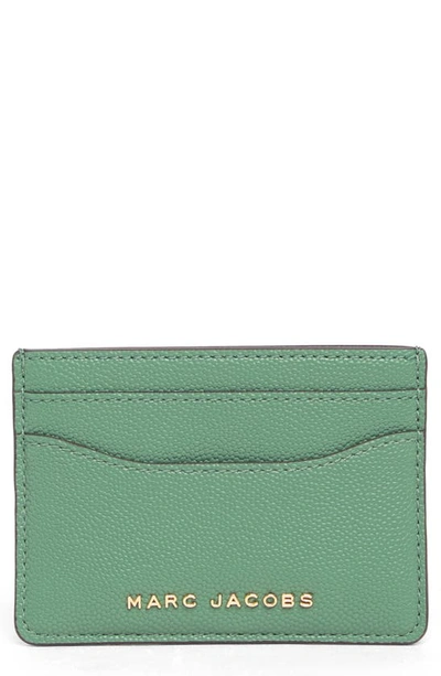 Shop Marc Jacobs Pebbled Leather Card Case In Dark Ivy