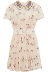 RED VALENTINO Floral-Print Crinkled Silk-Chiffon Mini Dress