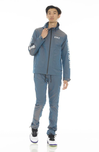 Cult Of Individuality Zip Pocket Hooded Windbreaker In Sea Foam