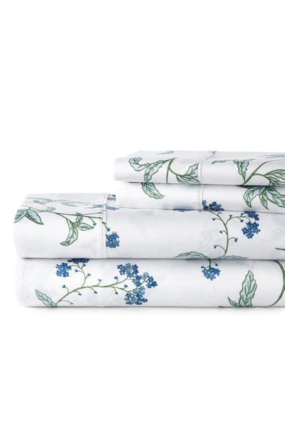 Southshore Fine Linens Myosotis Scorpioides 300 Tc Long Staple Sateen Cotton Sheet Set In White
