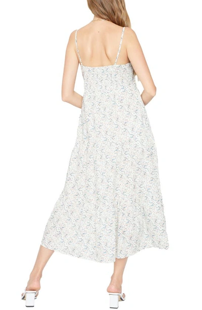 Shop Know One Cares Button Front Tiered Midi Sundress In Cream